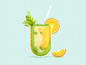 创意夏日橘子汽泡水新品flash动画